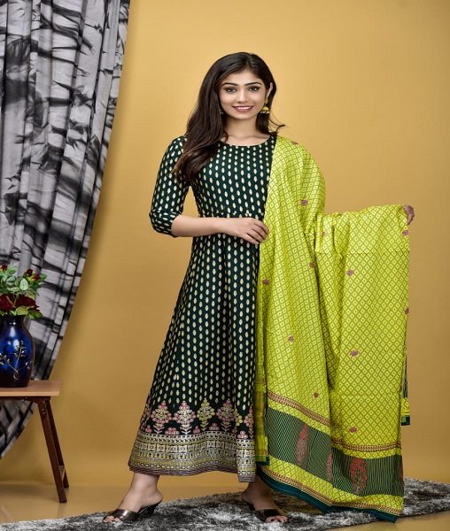 AA+ Reyon fabric fine quality kurti one pis gown full printed ka